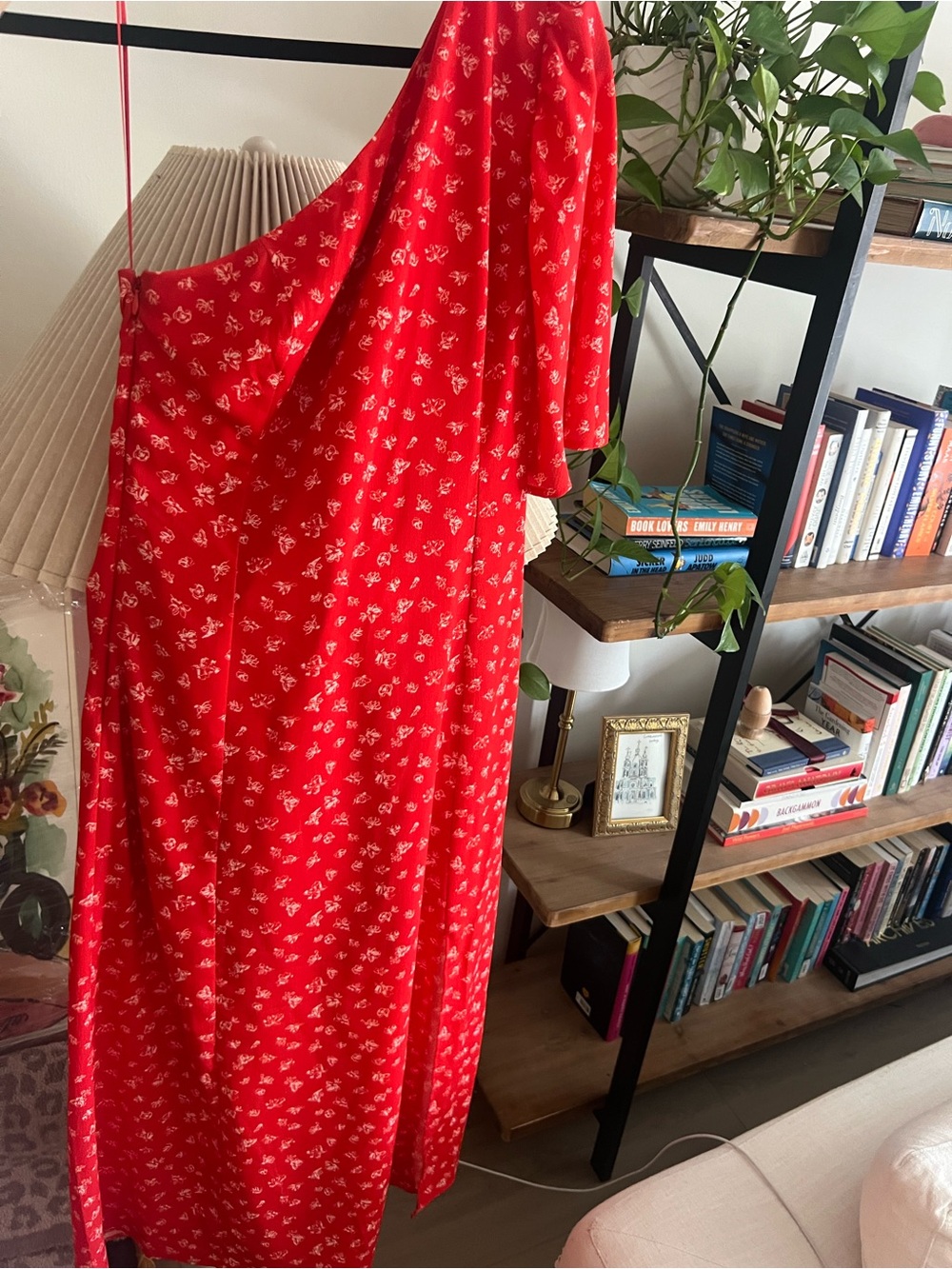 French Connection Red One-Shoulder Floral Slip Dress